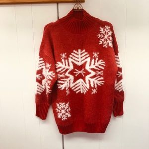 AndTheWhy Snowflake Super Soft Red Sweater (NWT)